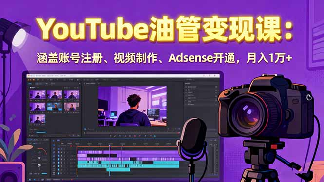 2025YouTube油管变现课：涵盖账号注册、视频制作、Adsense开通，月入1万+-壹浩聊项目