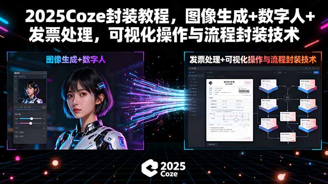 2025Coze封装教程，图像生成+数字人+发票处理，可视化操作与流程封装技术-壹浩聊项目