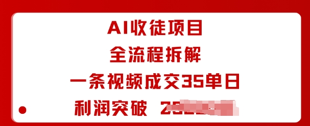 AI收徒项目全流程拆解一条视频成交35单日利润突破1k+-壹浩聊项目