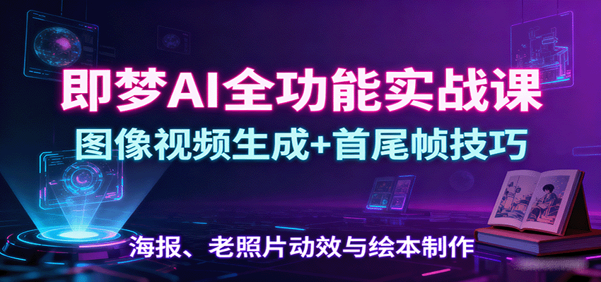 即梦AI全功能实战课：图像视频生成+首尾帧技巧，海报、老照片动效与绘本制作-壹浩聊项目
