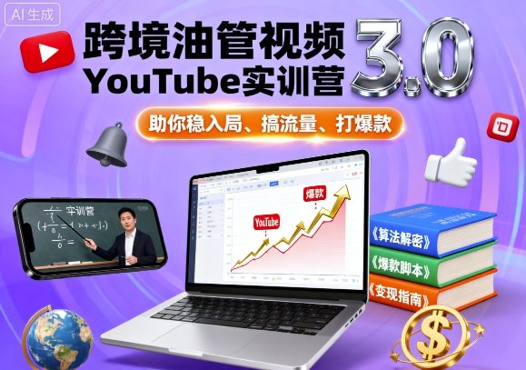 跨境油管视频YouTube实训营3.0，助你稳入局、搞流量、打爆款-壹浩聊项目