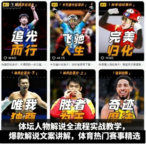 体坛人物解说全流程实战教学，爆款解说文案讲解，体育热门赛事精选-壹浩聊项目