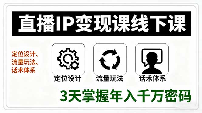 直播IP变现课线下课，定位设计、流量玩法、话术体系，3天掌握年入千万密码-壹浩聊项目