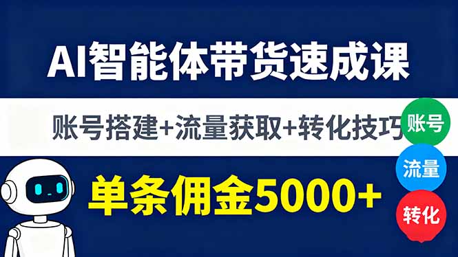 AI智能体带货速成课，账号搭建+流量获取+转化技巧，单条佣金5000+-壹浩聊项目