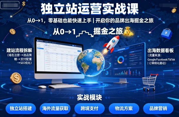 独立站运营实战课，从0到1，零基础也能快速上手，开启你的品牌出海掘金之旅-壹浩聊项目