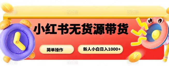小红书无货源带货项目，简单无脑，新人小白日入多张-壹浩聊项目