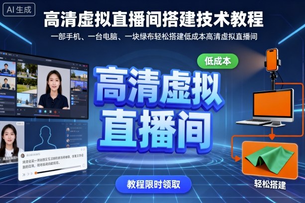 高清虚拟直播间搭建技术教程，一部手机、一台电脑、一块绿布轻松搭建低成本高清虚拟直播间-壹浩聊项目
