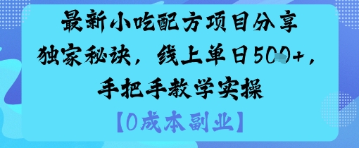 最新小吃配方项目分享独家秘诀，线上单日5张，手把手教学实操-壹浩聊项目