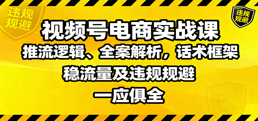 视频号电商实战课：推流逻辑、全案解析，话术框架，稳流量及违规规避等-壹浩聊项目