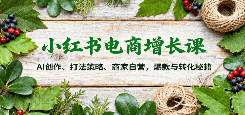 小红书电商增长课：AI创作、打法策略、商家自营，爆款与转化秘籍-壹浩聊项目