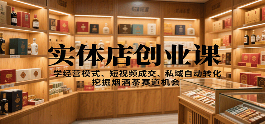 实体店创业课：学经营模式、短视频成交、私域自动转化，挖掘烟酒茶赛道机会-壹浩聊项目