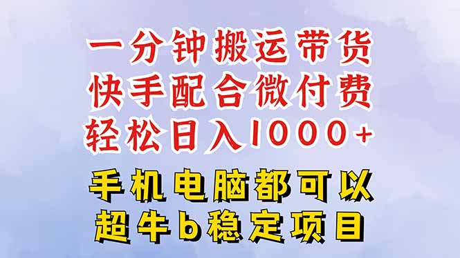 快手黑科技一分钟搬运带货，一刀不剪过原创，微付费投流玩法，轻松日入…-壹浩聊项目