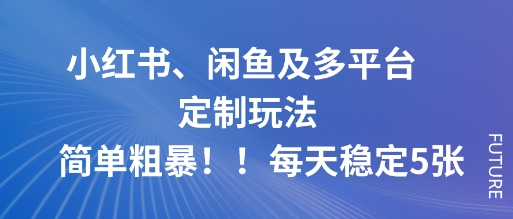 小红书、闲鱼及多平台定制玩法简单粗暴！每天稳定5张-壹浩聊项目