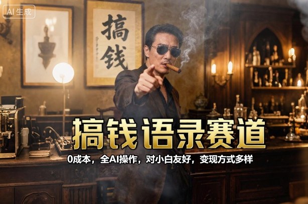 搞钱语录赛道，0成本，全AI操作，对小白友好，变现方式多样-壹浩聊项目