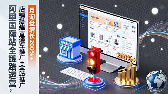 阿里国际站全链路运营，店铺搭建+直通车推广+全站推广，月询盘增长200%+-壹浩聊项目