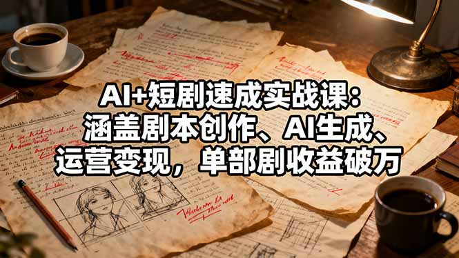 AI+短剧速成实战课：涵盖剧本创作、AI生成、运营变现，单部剧收益破万-壹浩聊项目