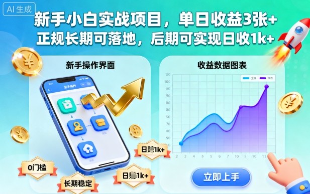 新手小白实战项目，单日收益3张+，正规长期可落地，后期可实现日收1k+【揭秘】-壹浩聊项目