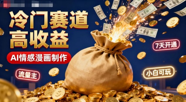 公众号冷门赛道，用AI做情感漫画，7天开通流量主，操作简单，小白可玩-壹浩聊项目