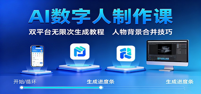 AI数字人制作课：双平台无限次生成教程，人物背景合并技巧-壹浩聊项目