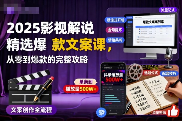2025影视解说精选爆款文案课，从零到爆款的完整攻略-壹浩聊项目