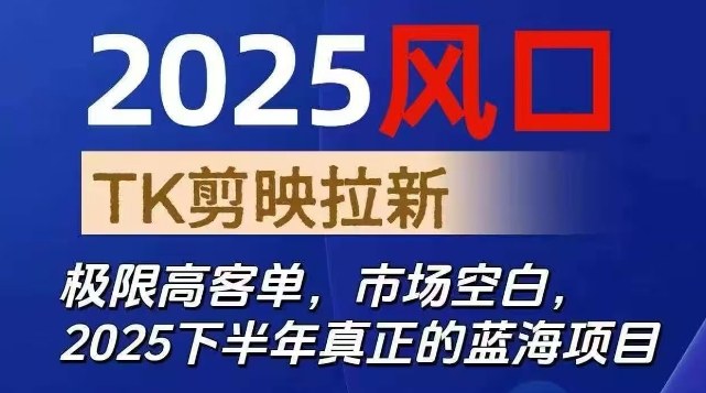 2025风口TK剪映capcut拉新项目，极限高客单，市场空白，2025下半年真正的蓝海项目-壹浩聊项目