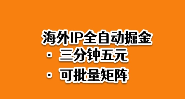 海外ip全自动掘金，2025必做蓝海项目，3分钟落地，矩阵直接开干【揭秘】-壹浩聊项目