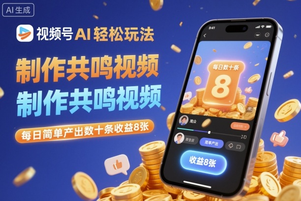 视频号AI轻松玩法，制作共鸣视频，每日简单产出数十条收益8张-壹浩聊项目