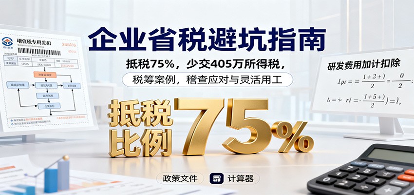 企业省税避坑指南：抵税75%，少交405万所得税，税筹案例，稽查应对与灵活用工-壹浩聊项目