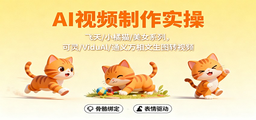 AI视频制作实操，飞天/小橘猫/美女系列，可灵/ViduAl/通义万相文生图转视频-壹浩聊项目