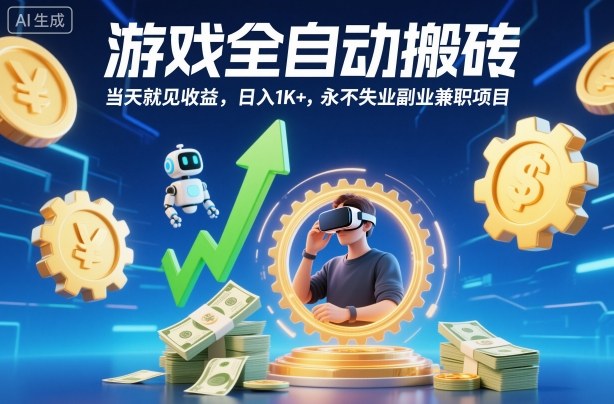 游戏全自动搬砖，当天就见收益，日入1K+，永不失业副业兼职项目【揭秘】-壹浩聊项目