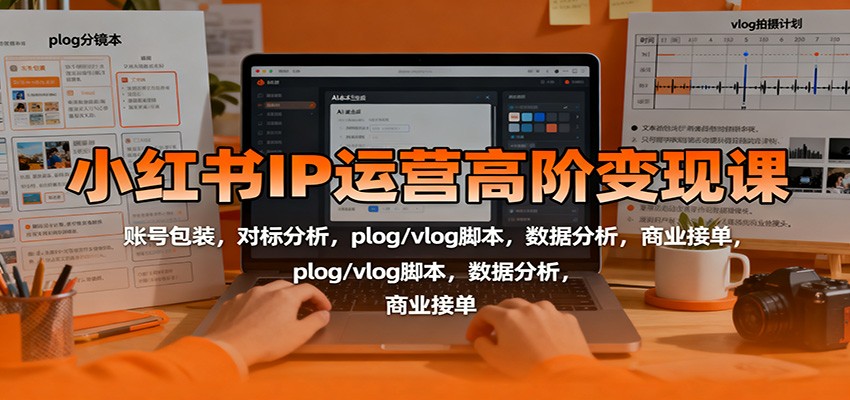 小红书IP运营高阶变现课：账号包装，对标分析，plog/vlog脚本，数据分析，商业接单-壹浩聊项目
