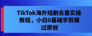 TikTok海外短剧去重实操教程,小白0基础学剪辑过原创-壹浩聊项目