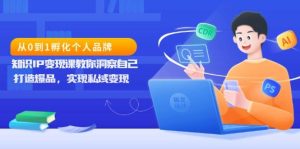 (13678期)从0到1孵化个人品牌,知识IP变现课教你洞察自己,打造爆品,实现私域变现-壹浩聊项目