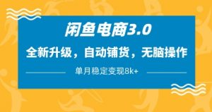 闲鱼电商3.0，全新升级，自动铺货，无脑操作，单月稳定变现8k+【揭秘】-壹浩聊项目