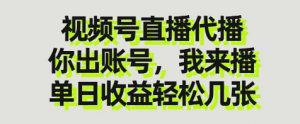 视频号直播代播，你出账号我来播，单日收益轻松几张【揭秘】-壹浩聊项目