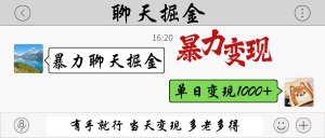暴力聊天掘金 有手就行当天变现 多劳多得 单日变现1000+-壹浩聊项目