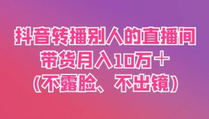 抖音转播别人的直播间带货月入10万＋(不露脸、不出镜)-壹浩聊项目