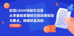欧盟CBAM填报实战课，从零基础掌握碳关税政策框架与要点，规避贸易风险-壹浩聊项目
