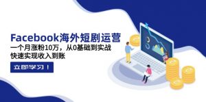 Facebook海外短剧运营:一个月涨粉10万,从0基础到实战,快速实现收入到账-壹浩聊项目