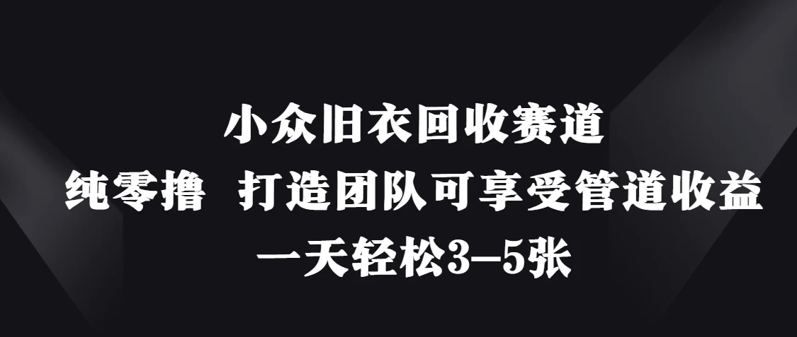 小众旧衣回收赛道，纯零撸 打造团队可享受管道收益，一天轻松3-5张-壹浩聊项目