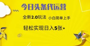 今日头条矩阵系统代运营 批量生成文章 次日见收益 躺赚月入3000+-壹浩聊项目