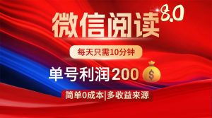 微信阅读8.0玩法！！0撸，没有任何成本有手就行，一天利润200+-壹浩聊项目