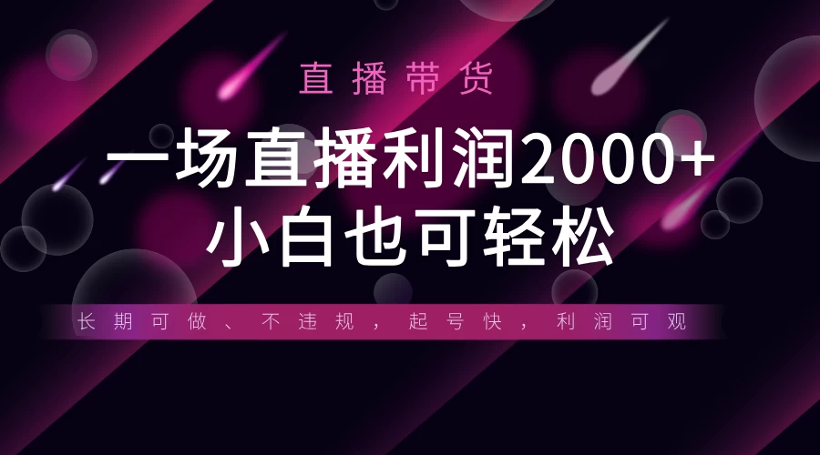 《半无人直播带货，一场利润2000+，适合所有平台玩法，小白也可轻松玩转》-壹浩聊项目