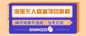 淘宝无人直播项目拆解，操作简单不违规，当天见效 日入300+新赛道-壹浩聊项目