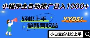 2025年最新风口,小程序自动推广,,稳定日入1000+,小白轻松上手-壹浩聊项目