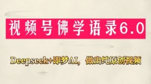 视频号佛学禅语6.0,用Deepseek+即梦ai,做纯原创视频,新手小白,也能月入1W+-壹浩聊项目