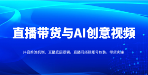 直播带货与AI创意视频，抖音推流机制、直播底层逻辑，直播间搭建账号包装、带货实操-壹浩聊项目
