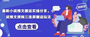 最新小说推文搬运实操分享，小说推文视频三连屏搬运玩法-壹浩聊项目