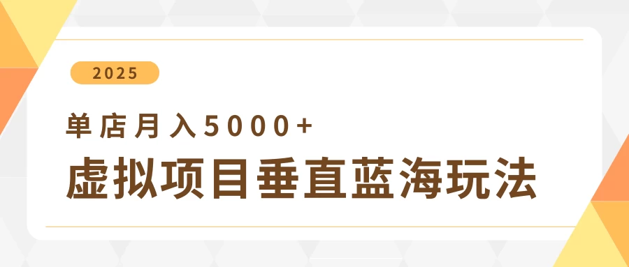 4月虚拟项目垂直玩法，冷门爆品+垂直蓝海，单店月入5000+-壹浩聊项目