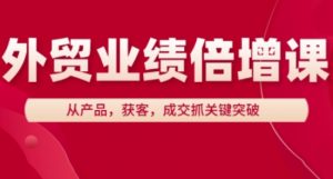 外贸业绩倍增课,从产品,获客,成交抓关键突破-壹浩聊项目